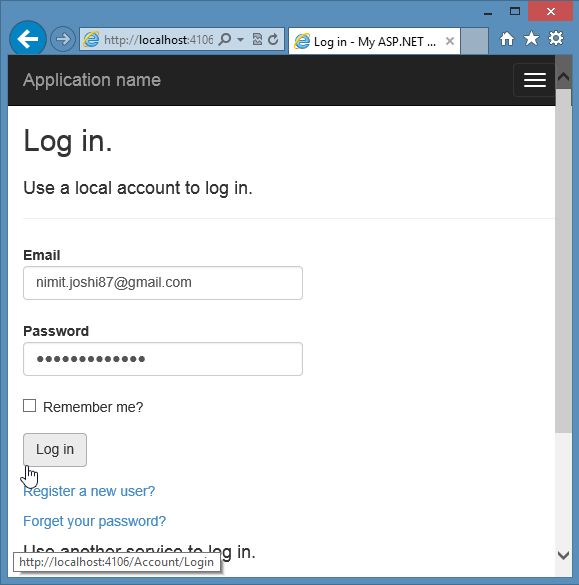 LogiIn in Identiy Sample App